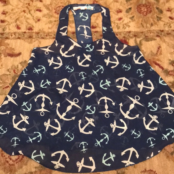 Vintage Havana sheer Nautical Anchor crop top - Picture 1 of 3